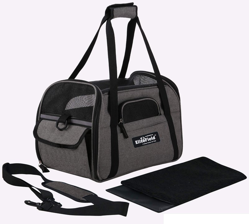 EliteField Soft Sided Pet Carrier (3 Year Warranty, Airline Approved), Multiple Sizes and Colors Available (Large: 19" L x 10" W x 13" H, Charcoal Gray) - Image 4